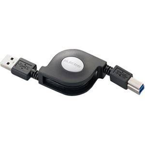 エレコム 巻き取りUSB3.0ケーブル(A-B)/0.7m/ブラック USB3-RL07BK 商品写真2