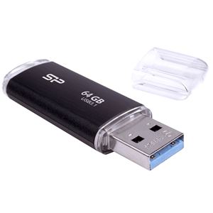 USB3.1フラッシュメモリ Blaze B02 Series 64GB ブラック キャップストラップホール付き