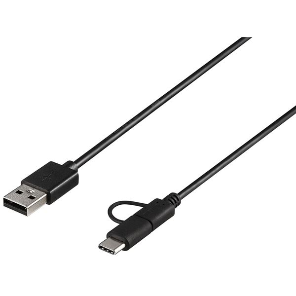 バッファロー（サプライ） USB2.0ケーブル A-microB+Type-C 0.5m ブラック BU2AMBC05BK