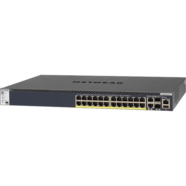 NETGEAR Inc. M4300-28G-PoE+ 1000BASE-T 24ポート（PoE+対応） +10GBASE-T 2ポート + 10G SFP+ 2スロット Layer3マネージスイッチ（スタッカブル） 480W budget【ライフタイム保証】 GSM4328PA-100AJS