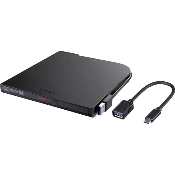 バッファロー USB3.2(Gen1)対応 ポータブルDVDドライブ 書込ソフト添付 ブラック DVSM-PTCV8U3-BKB