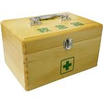 【訳あり・在庫処分】木製救急箱 Lサイズ(衛生用品セット付)