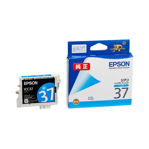 （まとめ） エプソン EPSON インクカートリッジ シアン ICC37 1個 【×4セット】