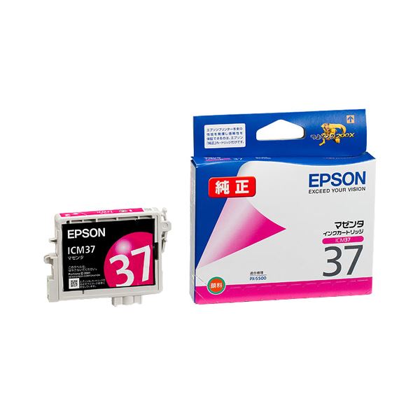 （まとめ） エプソン EPSON インクカートリッジ マゼンタ ICM37 1個 【×4セット】