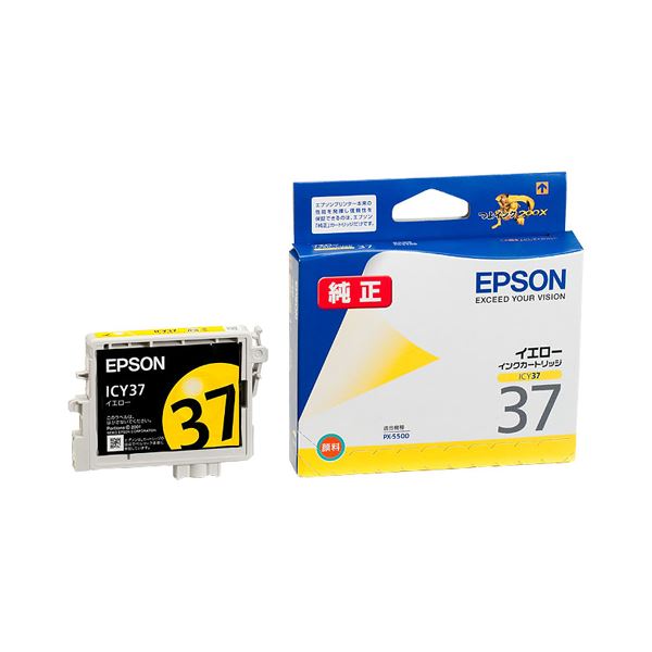 （まとめ） エプソン EPSON インクカートリッジ イエロー ICY37 1個 【×4セット】