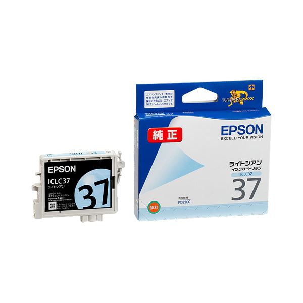 （まとめ） エプソン EPSON インクカートリッジ ライトシアン ICLC37 1個 【×4セット】