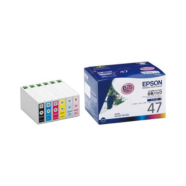 （まとめ） エプソン EPSON インクカートリッジ 6色パック IC6CL47 1箱（6個：各色1個） 【×3セット】