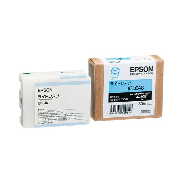 （まとめ） エプソン EPSON PX-P／K3インクカートリッジ ライトシアン 80ml ICLC48 1個 【×6セット】