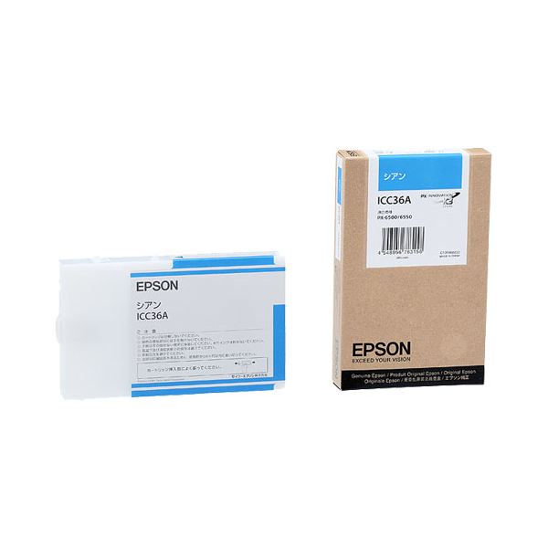 （まとめ） エプソン EPSON PX-P／K3インクカートリッジ シアン 110ml ICC36A 1個 【×6セット】