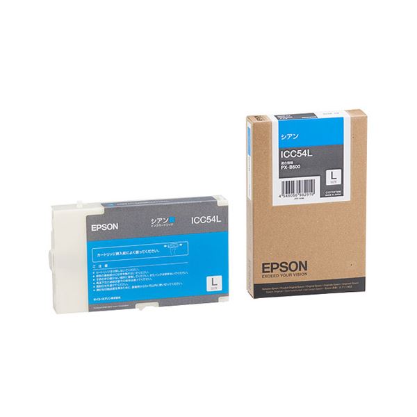 （まとめ） エプソン EPSON インクカートリッジ シアン Lサイズ ICC54L 1個 【×3セット】