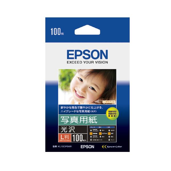 （まとめ） エプソン EPSON 写真用紙＜光沢＞ L判 KL100PSKR 1箱（100枚） 【×4セット】