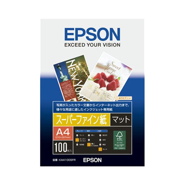 （まとめ） エプソン EPSON スーパーファイン紙 A4 KA4100SFR 1冊（100枚） 【×5セット】