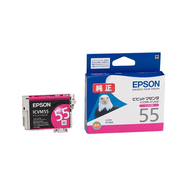 （まとめ） エプソン EPSON インクカートリッジ ビビッドマゼンタ ICVM55 1個 【×4セット】