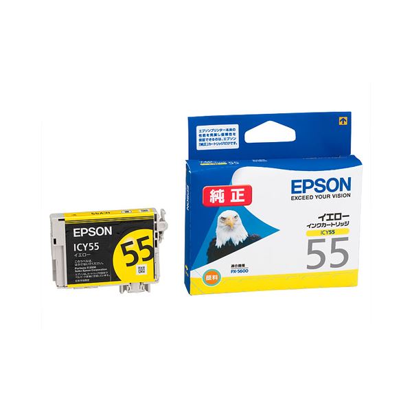 （まとめ） エプソン EPSON インクカートリッジ イエロー ICY55 1個 【×4セット】