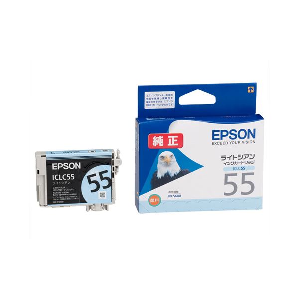 （まとめ） エプソン EPSON インクカートリッジ ライトシアン ICLC55 1個 【×4セット】