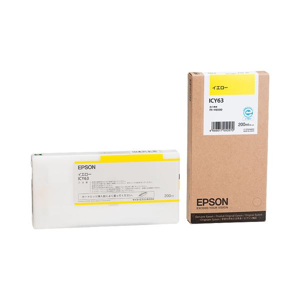 （まとめ） エプソン EPSON インクカートリッジ イエロー 200ml ICY63 1個 【×3セット】