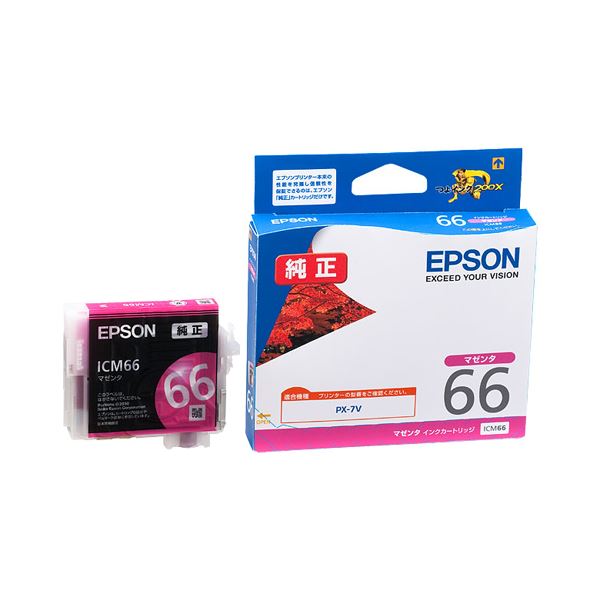 （まとめ） エプソン EPSON インクカートリッジ マゼンタ ICM66 1個 【×3セット】