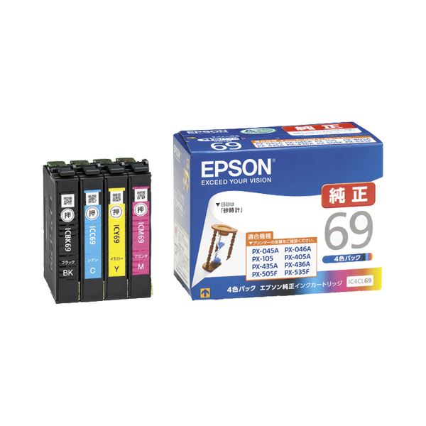 （まとめ） エプソン EPSON インクカートリッジ 4色パック IC4CL69 1箱（4個：各色1個） 【×3セット】