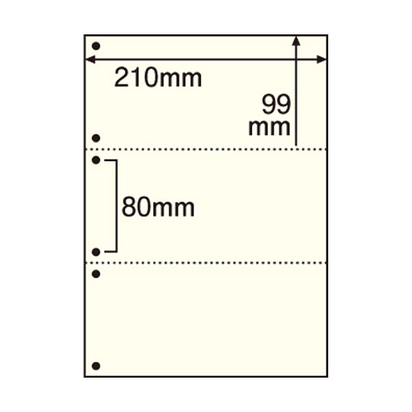 （まとめ） TANOSEE マルチプリンター帳票（FSC森林認証紙） A4 3面 6穴 クリーム 1箱（500枚） 【×2セット】