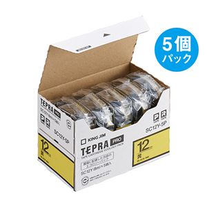 キングジム テプラ PRO テープカートリッジ パステル 12mm 黄/黒文字 SC12Y-5P 1パック(5個)