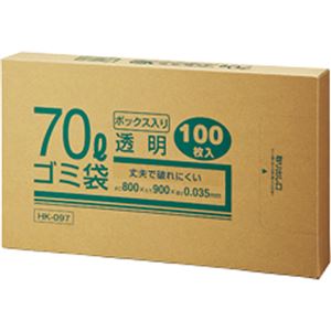 (まとめ) クラフトマン 業務用透明 メタロセン配合厚手ゴミ袋 70L BOXタイプ HK-097 1箱(100枚) 【×5セット】