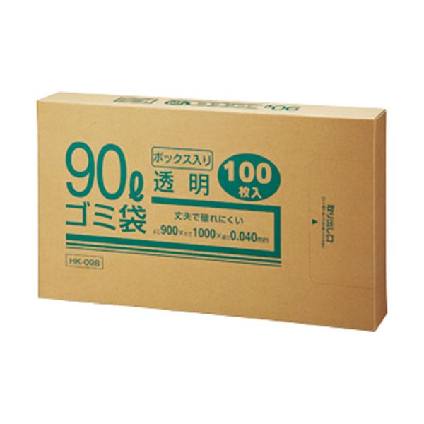 (まとめ) クラフトマン 業務用透明 メタロセン配合厚手ゴミ袋 90L BOXタイプ HK-098 1箱(100枚) 【×5セット】