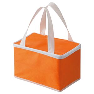 （まとめ） TANOSEE 不織布保冷バッグ ヨコ215×タテ145×マチ幅140mm オレンジ 1パック（5枚） 【×2セット】 - 拡大画像