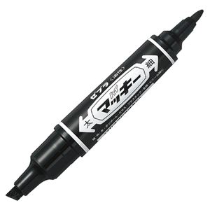 (まとめ) ゼブラ 油性マーカー ハイマッキー 角芯太字+丸芯細字 黒 MO-150-MC-BK 1セット(10本) 【×4セット】