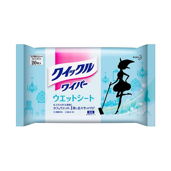 (まとめ) 花王 クイックルワイパー ウエットシート 1セット(60枚：20枚×3パック) 【×2セット】