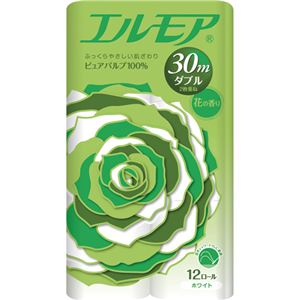 (まとめ) カミ商事 エルモア 花の香り ダブル 芯あり 30m 1セット(96ロール：12ロール×8パック) 【×2セット】