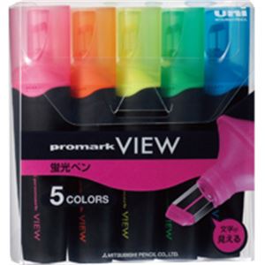 三菱鉛筆 蛍光ペン プロマークビュー 5色(各色1本) PUS1545C 1パック 商品写真1
