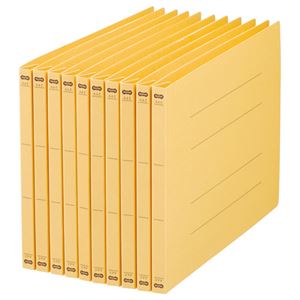 （まとめ） TANOSEE フラットファイル（NS） A4ヨコ 150枚収容 背幅18mm 黄 1パック（10冊） 【×10セット】