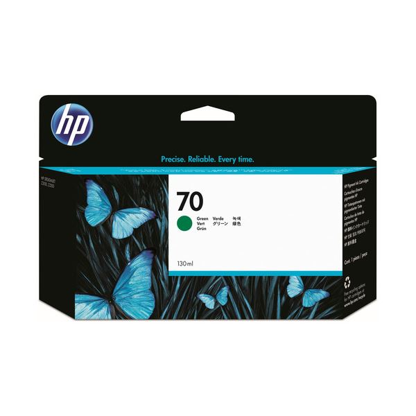 （まとめ） HP70 インクカートリッジ グリーン 130ml 顔料系 C9457A 1個 【×3セット】