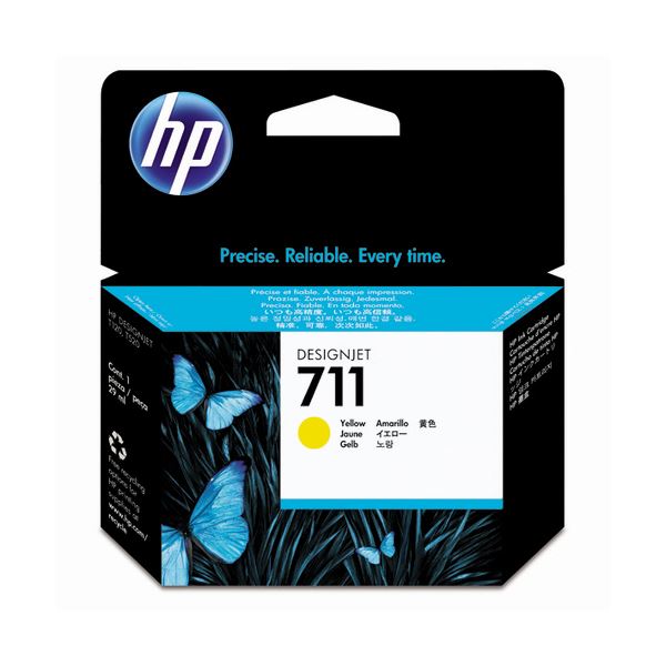 （まとめ） HP711 インクカートリッジ イエロー 29ml 染料系 CZ132A 1個 【×3セット】