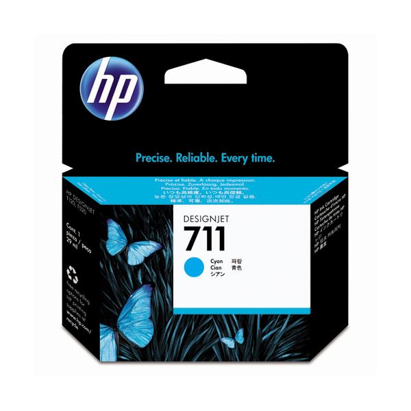 （まとめ） HP711 インクカートリッジ シアン 29ml 染料系 CZ130A 1個 【×3セット】