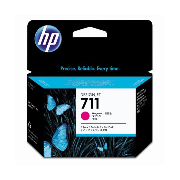 （まとめ） HP711 インクカートリッジ マゼンタ 29ml／個 染料系 CZ135A 1箱（3個） 【×3セット】