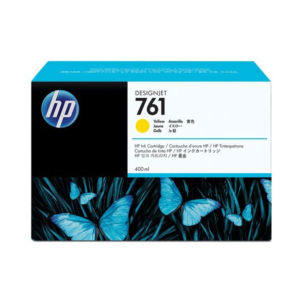 （まとめ） HP761 インクカートリッジ イエロー 400ml 染料系 CM992A 1個 【×3セット】