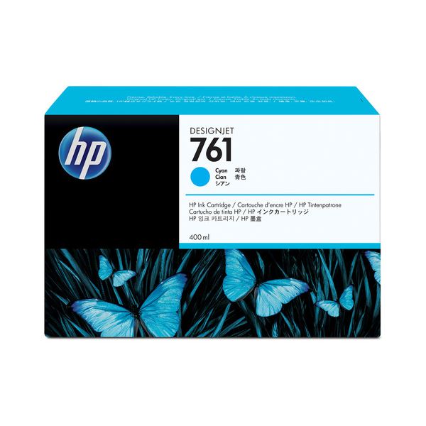 （まとめ） HP761 インクカートリッジ シアン 400ml 染料系 CM994A 1個 【×3セット】