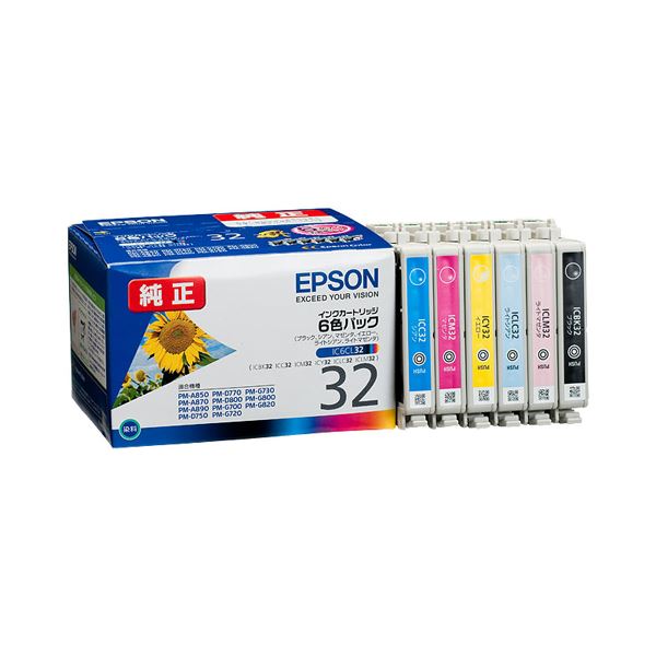 （まとめ） エプソン EPSON インクカートリッジ 6色パック IC6CL32 1箱（6個：各色1個） 【×3セット】