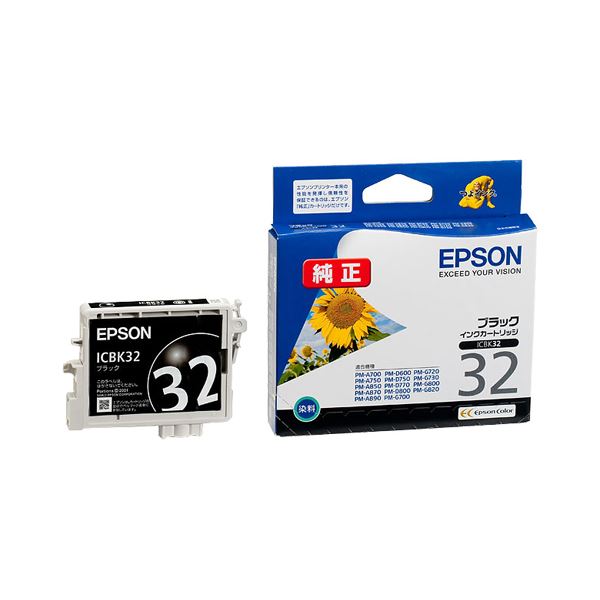 （まとめ） エプソン EPSON インクカートリッジ ブラック ICBK32 1個 【×4セット】