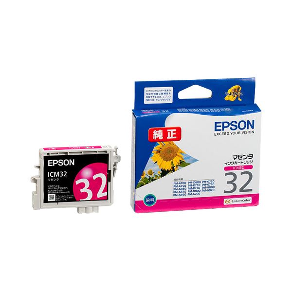 （まとめ） エプソン EPSON インクカートリッジ マゼンタ ICM32 1個 【×4セット】