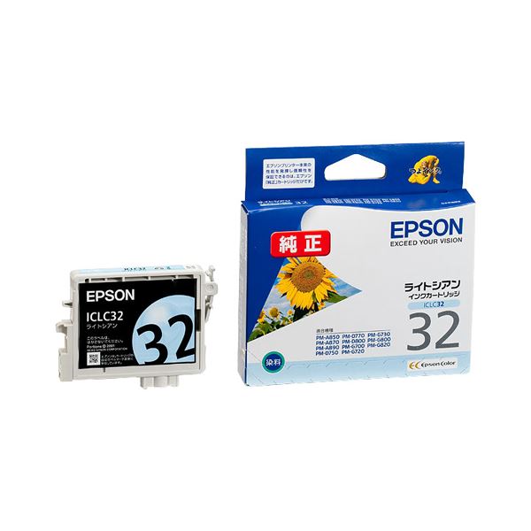 （まとめ） エプソン EPSON インクカートリッジ ライトシアン ICLC32 1個 【×4セット】