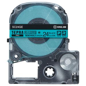 （まとめ） キングジム テプラ PRO テープカートリッジ キレイにはがせるラベル 24mm 緑／黒文字 SC24GE 1個 【×4セット】