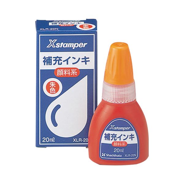 （まとめ） シヤチハタ Xスタンパー 補充インキ 顔料系全般用 20ml 朱色 XLR-20N 1個 【×10セット】