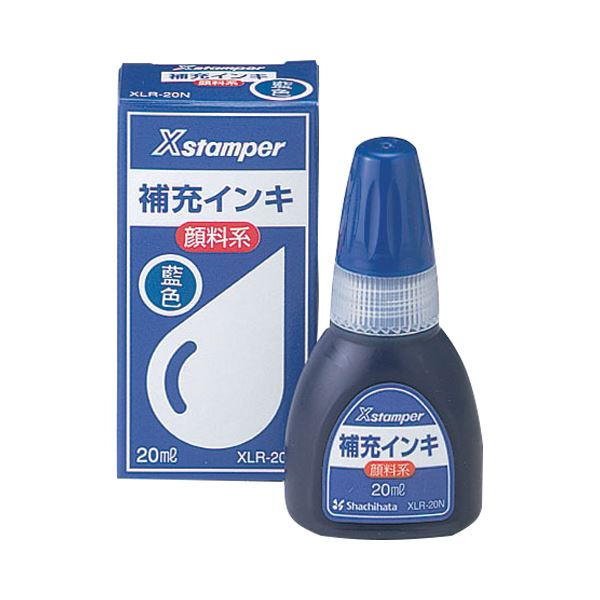 （まとめ） シヤチハタ Xスタンパー 補充インキ 顔料系全般用 20ml 藍色 XLR-20N 1個 【×10セット】