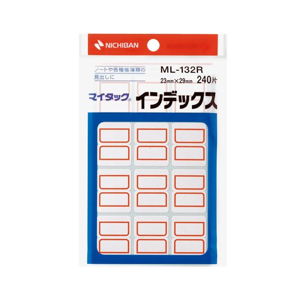 (まとめ) ニチバン マイタック インデックス 紙ラベル 中 23×29mm 赤枠 ML-132R 1パック(240片：12片×20シート) 【×30セット】