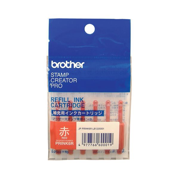 （まとめ） ブラザー BROTHER 使いきりタイプ補充インク 赤 PRINK6R 1パック（6本） 【×10セット】