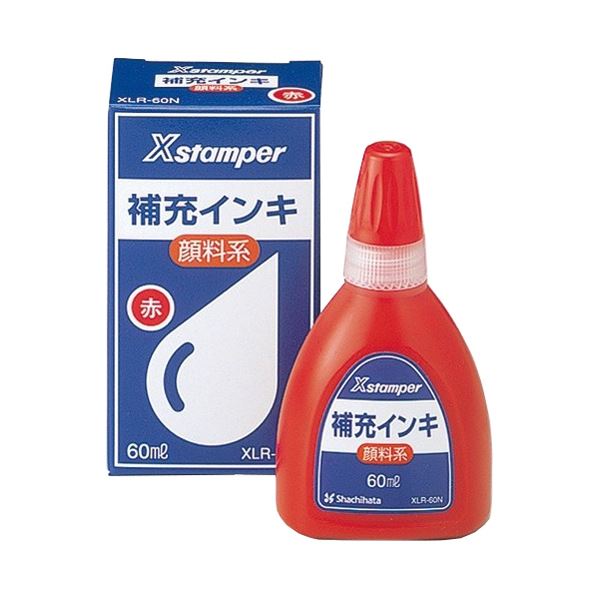 （まとめ） シヤチハタ Xスタンパー 補充インキ顔料系全般用 60ml 赤 XLR-60N 1個 【×5セット】