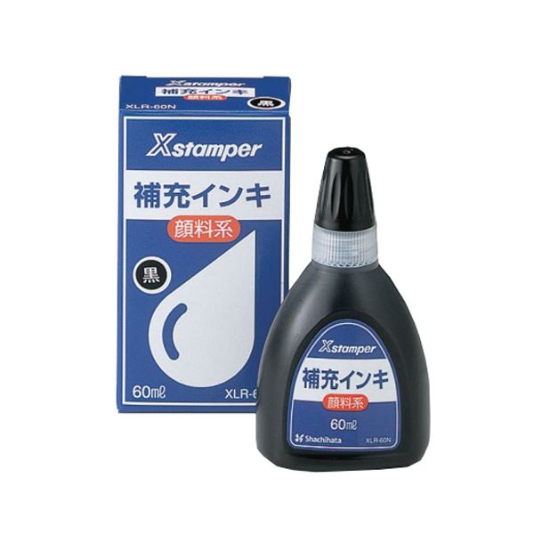 （まとめ） シヤチハタ Xスタンパー 補充インキ顔料系全般用 60ml 黒 XLR-60N 1個 【×5セット】