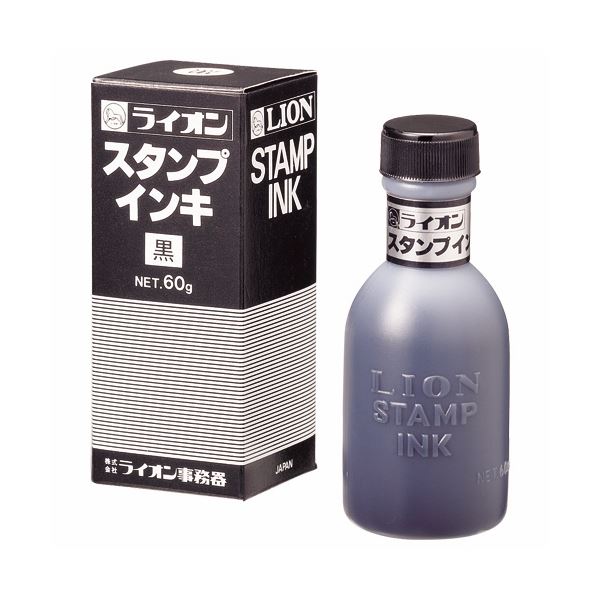 （まとめ） ライオン事務器スタンプ台No.23・CS-13専用補充インキ 水性染料 60g 黒 2号 1個 【×5セット】